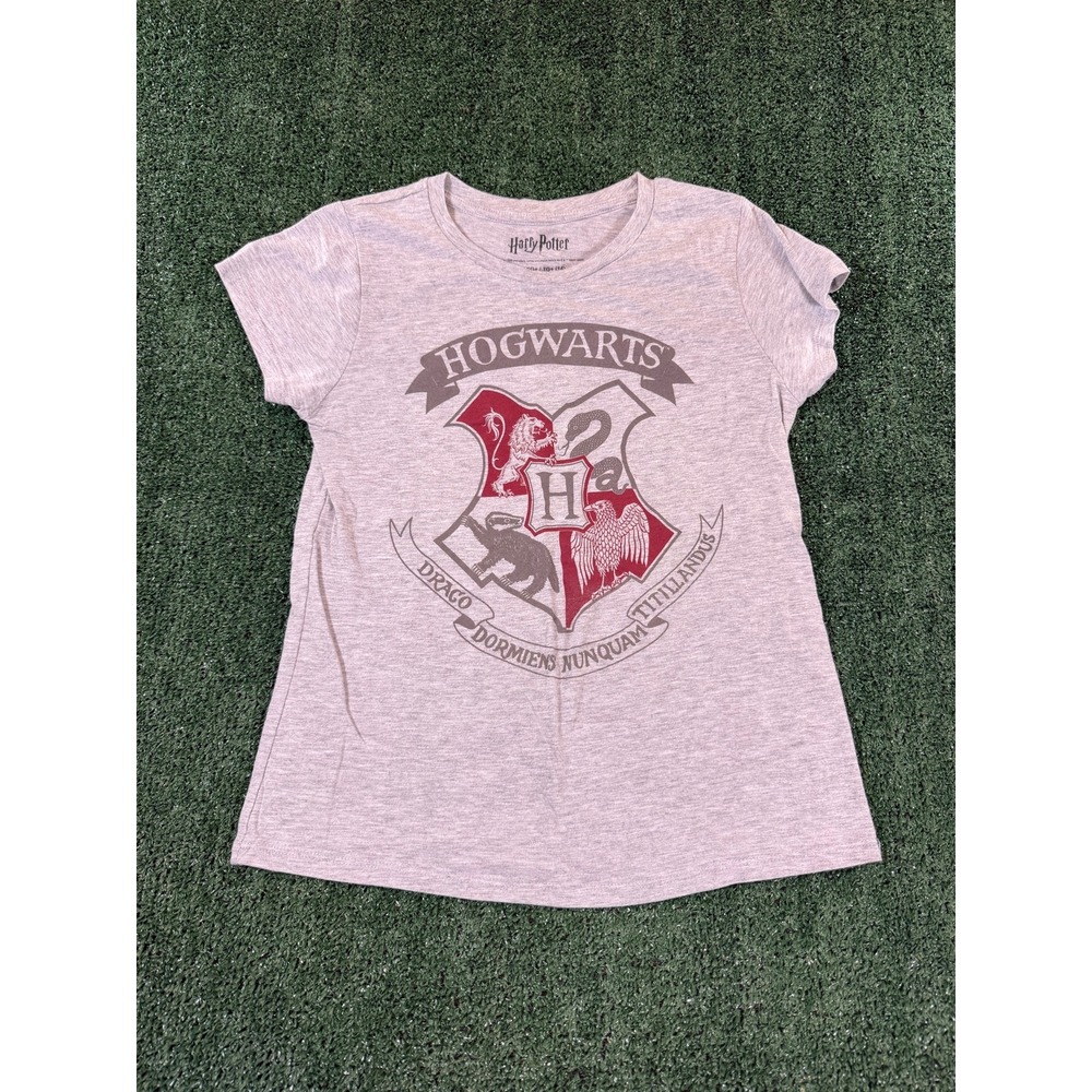 Harry Potter Hogwarts Crest Gray Tee Girls XL 14